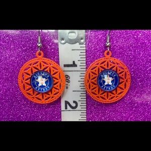 Small Medallion Orange Houston Astros Earrings